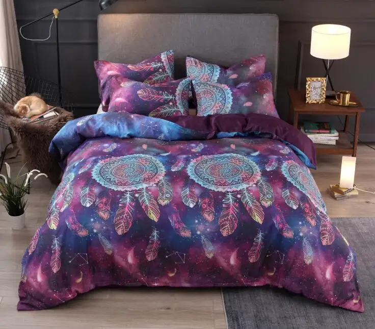 Design 2 Звездное небо Ловец снов полиэфирный пододеяльник набор пододеяльников с наволочками без наполнителя без листа - Цвет: Design 2