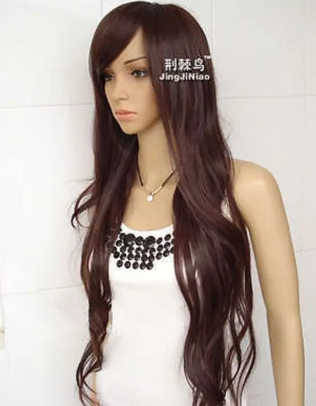 Parrucca парик 00943 бесплатная доставка Новая Мода Долго Темно Коричневый Вьющиеся