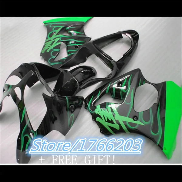 Впрыска мотоцикла Обтекатели для kawasaki ninja zx 636 2000 2001 2002 ZX6R 01 00 02 зеленый черный
