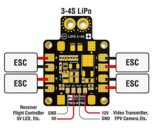 MATEK Mini Power Hub PDB XT60 распределительная плата с BEC 5 В/12 В для FPV Drone Quadcopter QAV210 QAV R X|Детали
