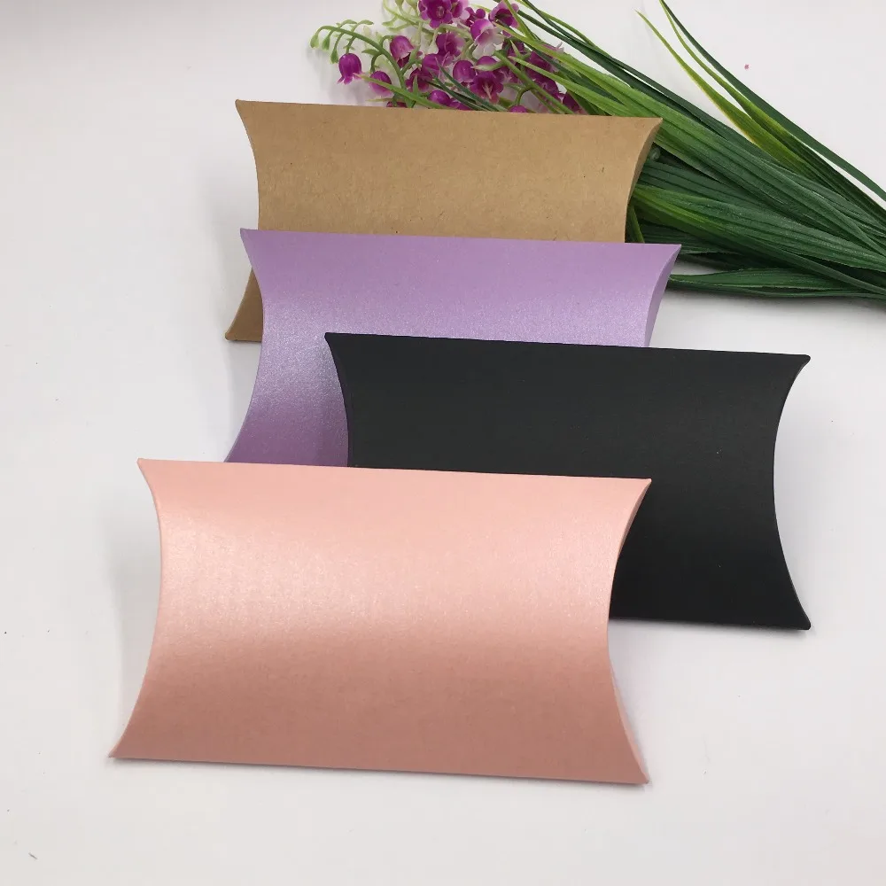 

50pcs/lot Pillow Box Gift Candy Boxes Wedding Party Favor Boxes Paper Kraft Pillow Boxes