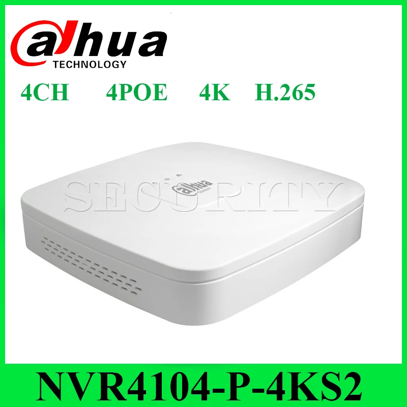 Dahua оригинальный NVR4104-P-4KS2 4CH сетевой видеорегистратор Smart 1U 4POE 4K &amp H.265 Lite с