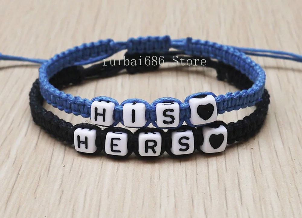 Комплект браслетов ручной работы с шармами для пары | Украшения и аксессуары