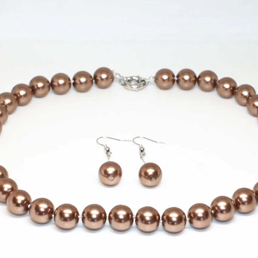 Ожерелье и серьги женские с искусственным жемчугом, 12 мм, 18 дюймов