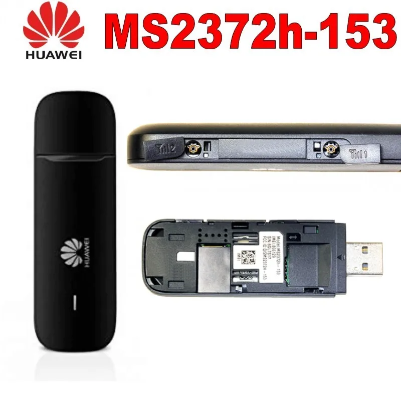 Unlocked Huawei MS2372 Stick MS2372h-153 with 2 pcs Antenna 150Mbps 4G LTE USB dongle datacard With Sim Card Slot 4G Modem