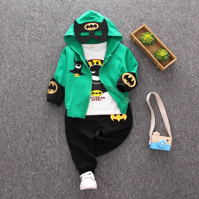 Новинка комплекты детской одежды костюм Бэтмена куртка + футболка штаны маска