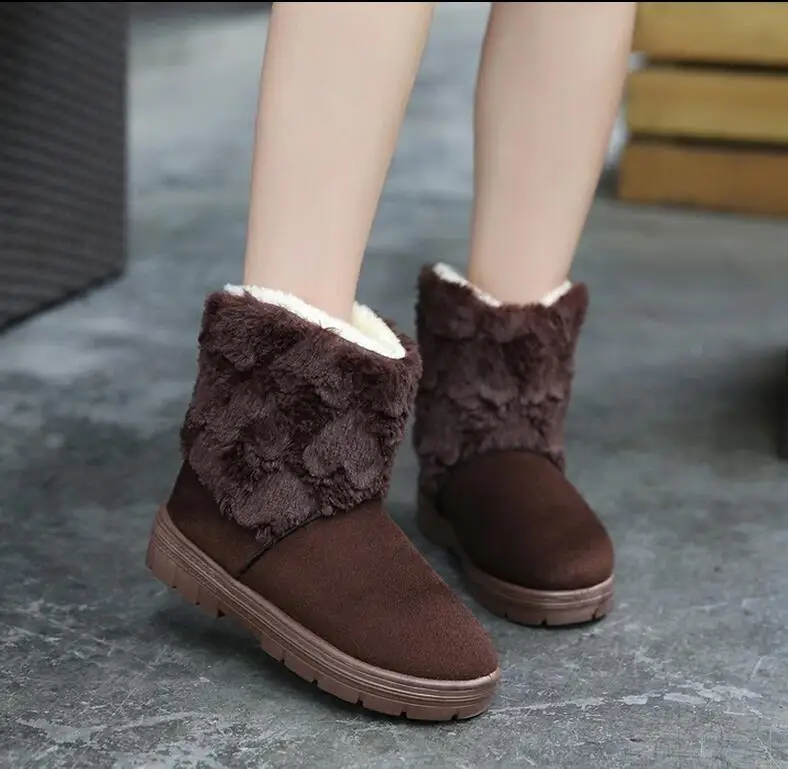 Женщины Сапоги Снега Теплые Зимние Botas Зашнуровать Mujer Мех Ботильоны Женские