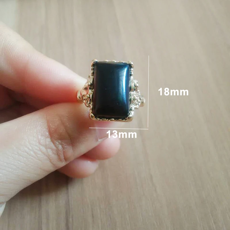 Кольцо с черным квадратным камнем 1 шт. искусственный камень кольца в стиле панк