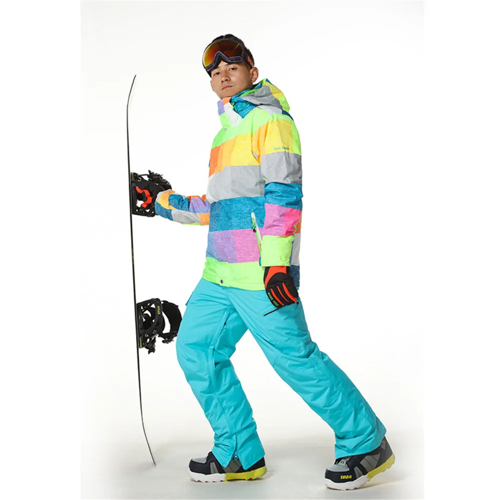 Gsou зимняя Лыжная куртка для мужчин спортивная с капюшоном водонепроницаемая