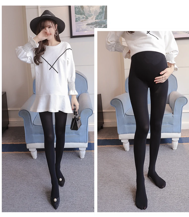 8020# Autumn Winter Fashion Maternity Tights Slim Skinny Pantyhose Clothes for Pregnant Women Pregnancy Belly Bottoms