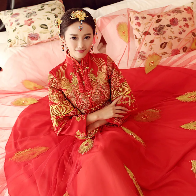 Модное современное китайское свадебное платье Qipao Китайские Восточные платья
