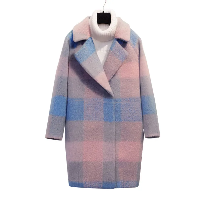 Женское длинное шерстяное пальто KMETRAM оверсайз модель HH224 на зиму|casaco feminino|womens wool