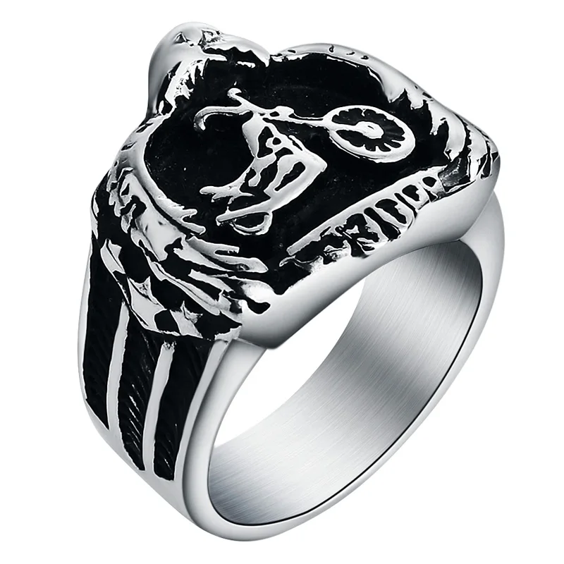 Valily Jewelry Для Мужчин's кольцо мотоциклиста, байкера орел из нержавеющей стали, охватывающая золото мотоцикл чоппер Ювелирное кольцо в стиле панк для Для мужчин