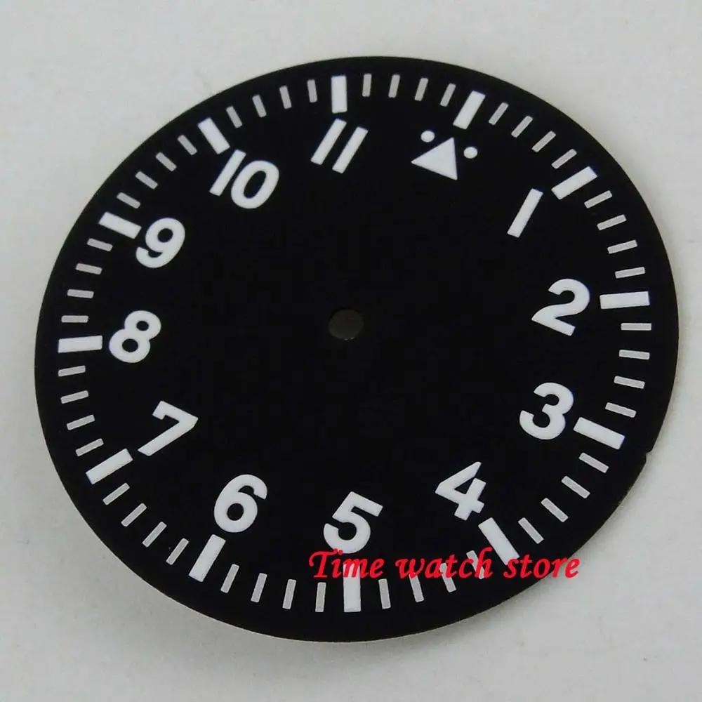 35.5mm black sterile dial green marks white fit for Miyota 8215 821A Mingzhu 2813 Automatic movement watch D149 | Наручные часы