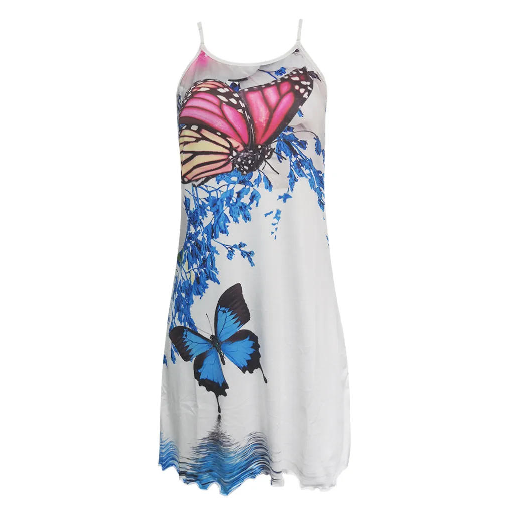 Женское платье в стиле страуса повседневное свободное с разноцветными бабочками