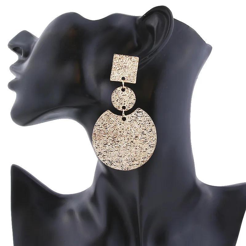 2019 тренд простые геометрические металлические Висячие серьги для женщин