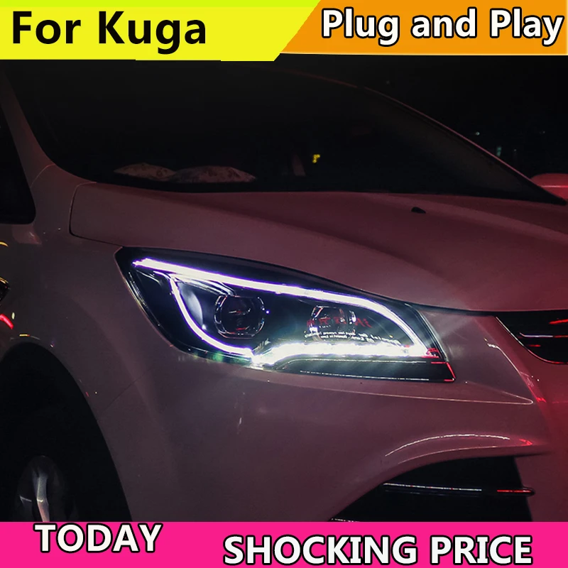 Чехол для автомобильных фар Ford Escape 2013 2015 Kuga светодиодный светодиодные фары | Фара для авто в сборе -32880238468