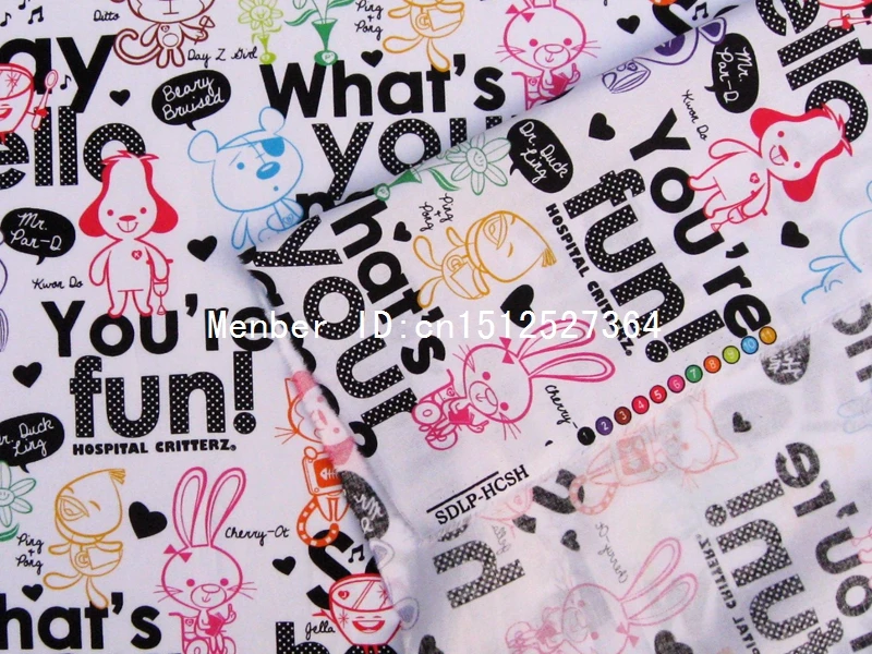 066 - Cotton Fabric for handmade textile cloth Animals Rabbit Dog Bear Cat Panda | Дом и сад