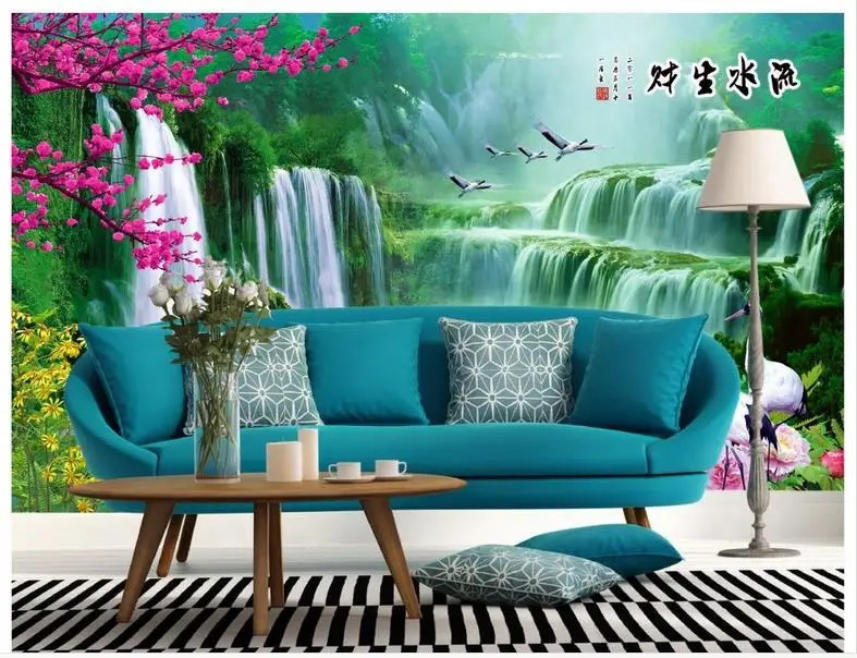 3d photo wallpaper Custom High end murals for walls 3 d Bamboo shoots mountains and fogs birds flowers decor | Обустройство дома