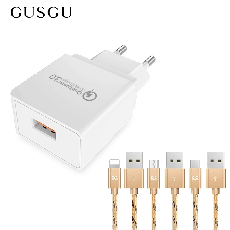 USB Мобильный телефон GUSGU зарядное устройство Quick Charge 3 0 с европейской вилкой