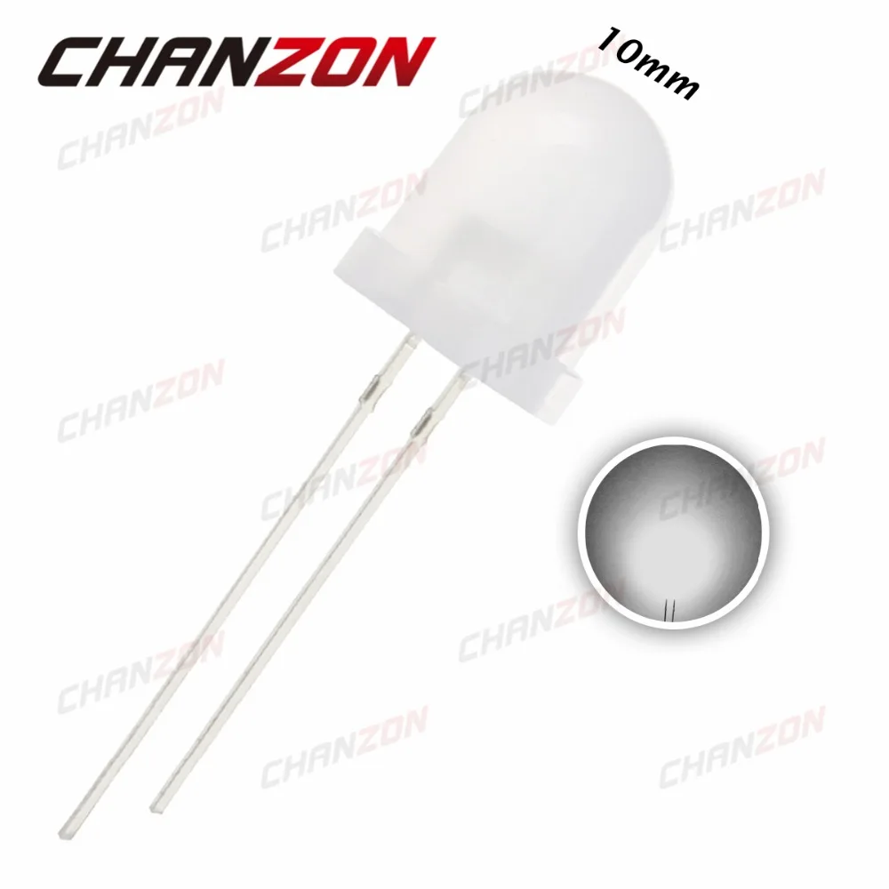 50 шт. 10 мм светодиодный светильник с белым сквозным отверстием Круглый широкий