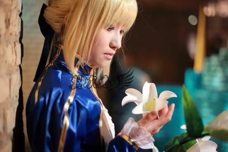 Бесплатная доставка Пользовательские Fate zero/Fate Stay Night Saber платье Irisviel синий костюм