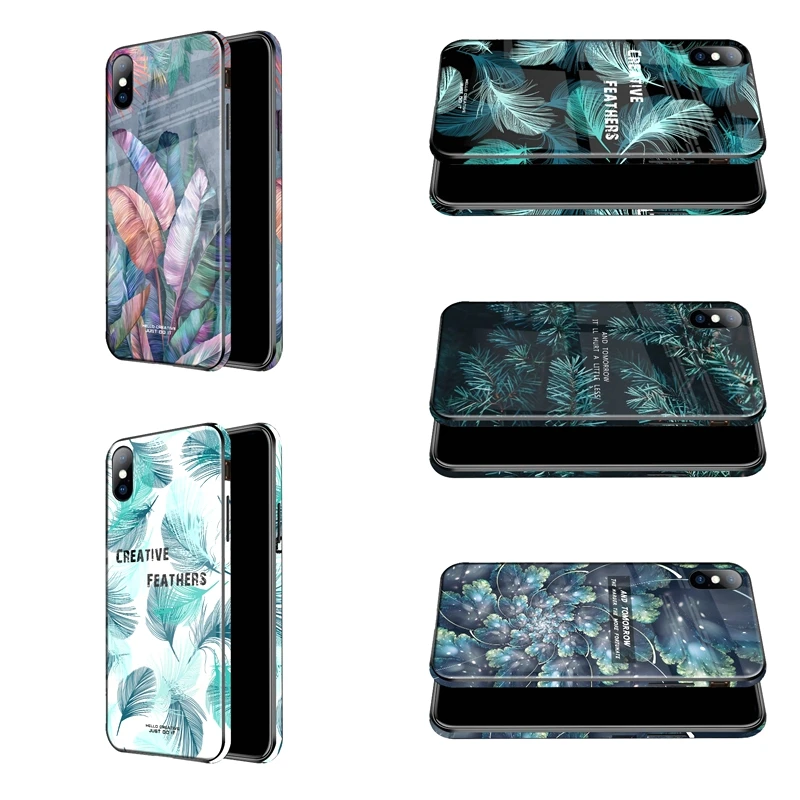 Цветной полный чехол с краями из закаленного стекла для телефона iphone x xs max xr