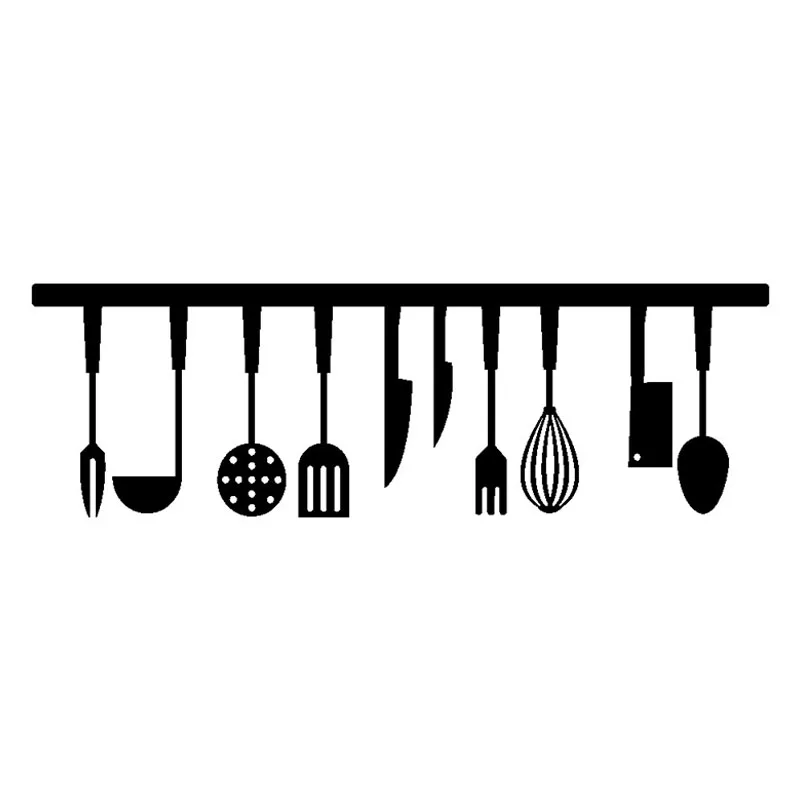 Vivid Kitchen Tools Restaurant Wall Stickers Decals Decoration Home Decor DIY Wallpaper Mural Cooking Utensils | Дом и сад