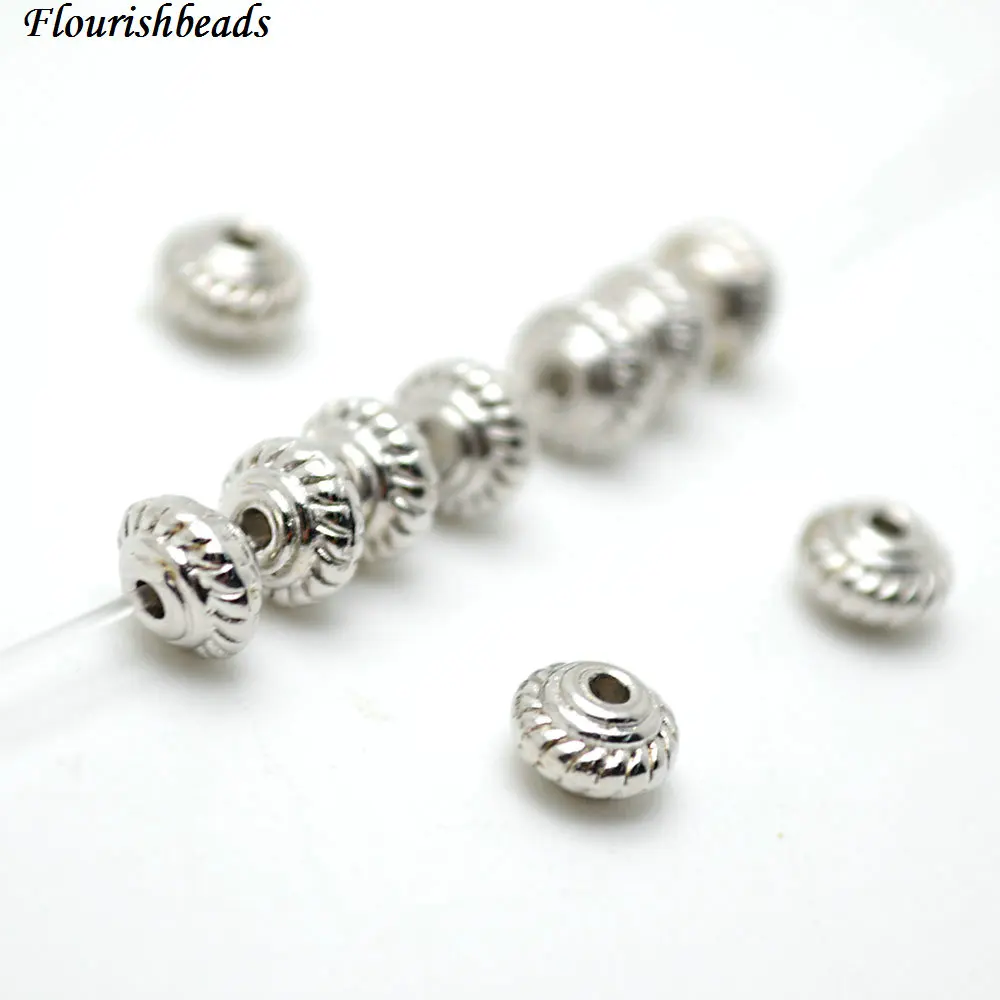 4x6 мм золото или серебро Цвет металла Rondelle разделитель свободные бусины линии на