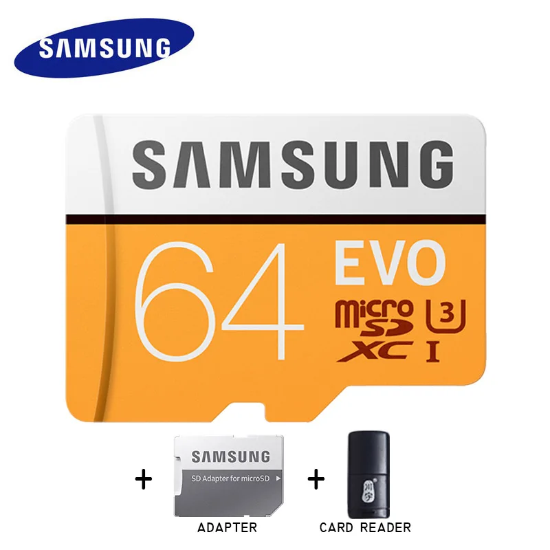 SAMSUNG для телефона/go pro 100 МБ/с./с Micro SD карта 128 ГБ 32 ГБ карта памяти 64 ГБ 256 ГБ U3 флэш-карта памяти Micro SD 16 Гб класс 10 - Емкость: 64GB And Reader