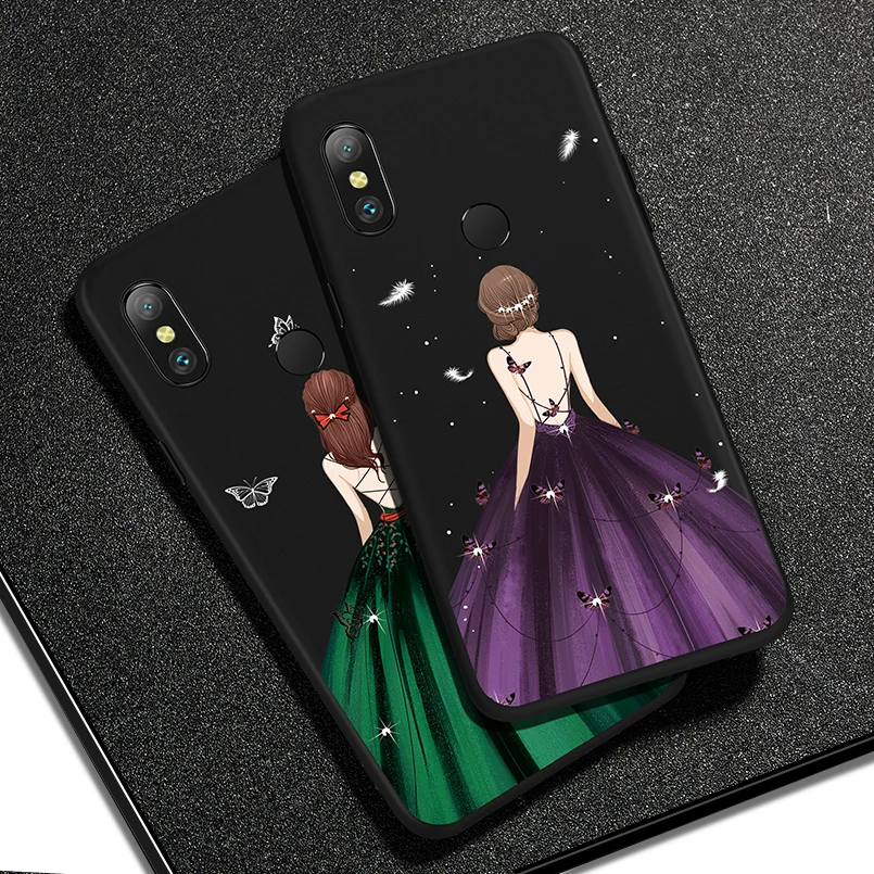 Luxury Silicone Case For Xiaomi Redmi Note 6 Pro 3D Relief Beautiful Dress Cover 5 A2 Lite Coque |