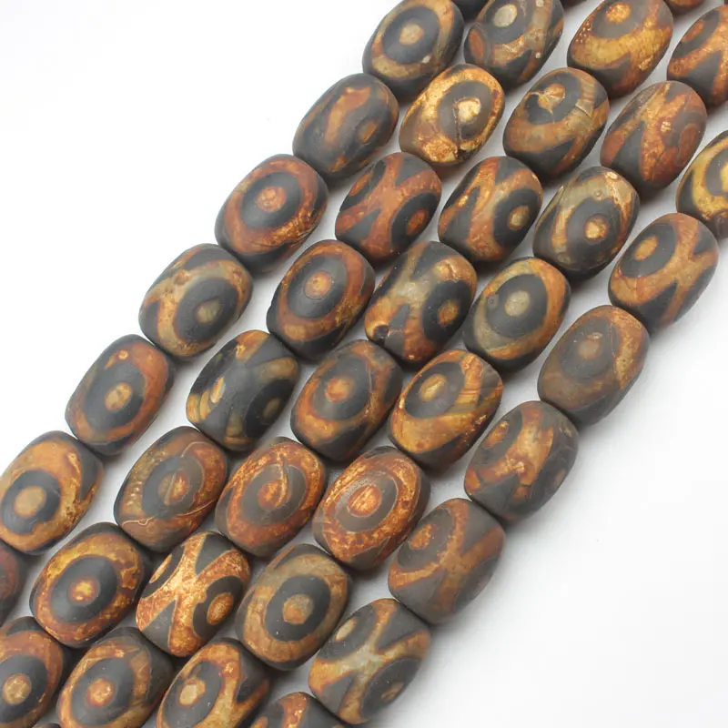 

Free shipping!column 13x18mm old DZI beads Tibet Agates stone Drum DIY Pendant Loose Beads 15"