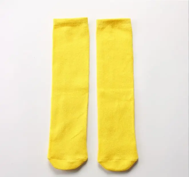Yellow Socks 1 пара, весенне-осенние детские носки хлопковые Дышащие носки с двойными иглами и кружевом для детей от 3 до 10 лет однотонные гольфы для маленьких девочек, Школьные носки - Цвет: Yellow Socks