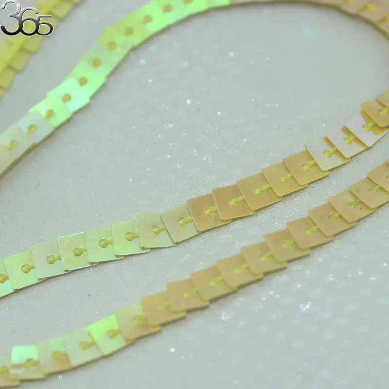 Бесплатная доставка 5 мм квадратная желтая расшитая блестками Лента бисер Сделай