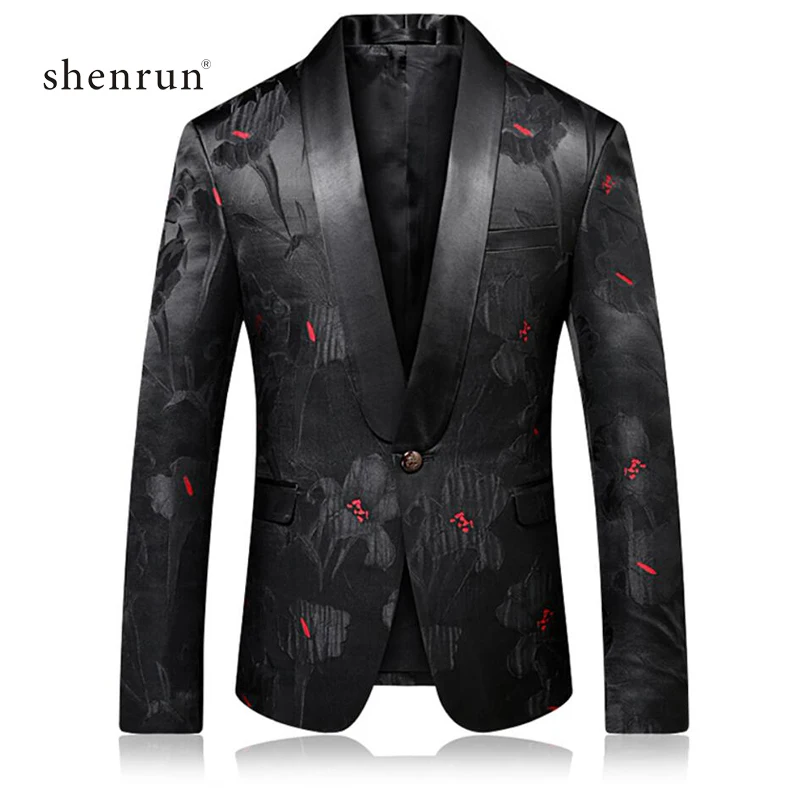 Мужской Блейзер Shenrun приталенный костюм куртка черные повседневные куртки