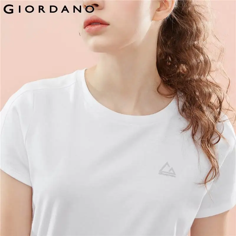 Giordano Women T Shirt Fast Dry Printed Pattern Crewneck Tshirt Tees Short Sleeve Breathable T-shirt Femininas | Женская одежда