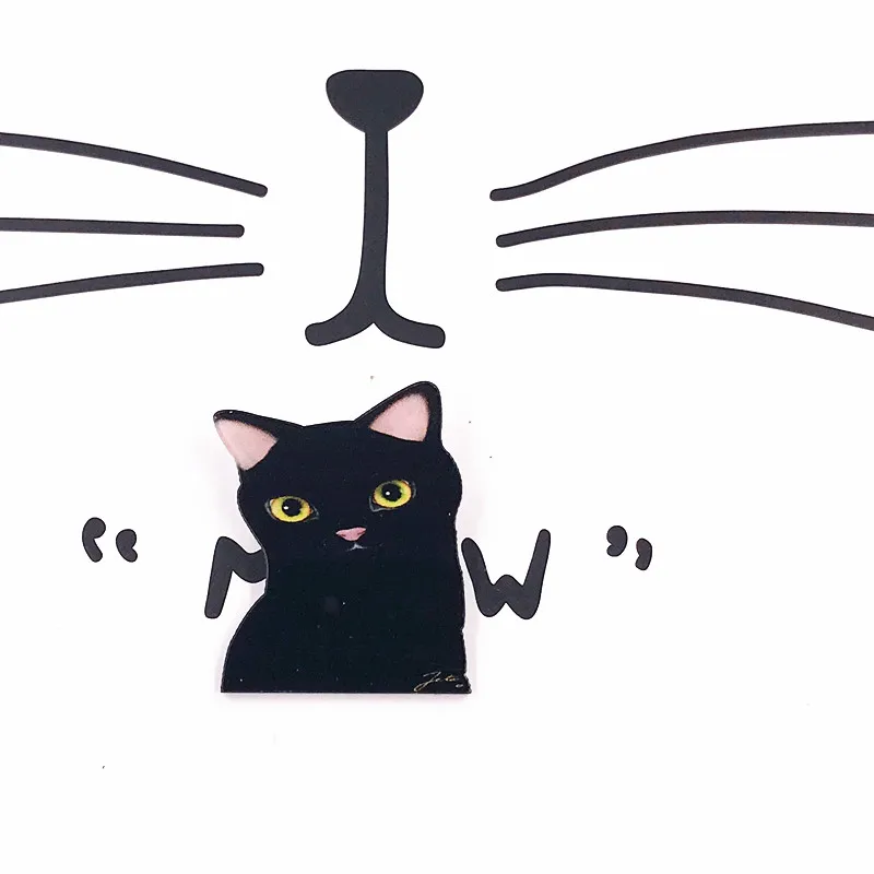 1 шт. Kawaii Белая черная кошка модная собака популярная аниме мультфильм акриловая брошь нашивки на рюкзаке Броши Булавки значок одежды