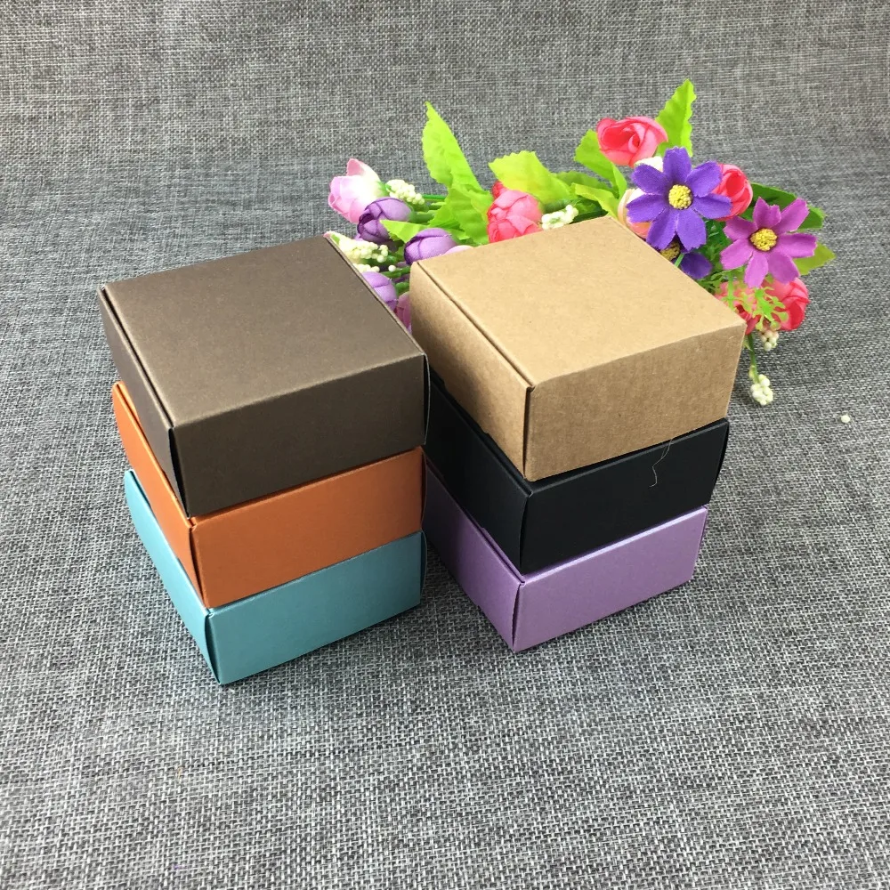 50 шт./партия 6,5x6,5x3 см коричневая подарочная бумага для упаковки коробка для хранения ручной работы для ремесленного торта Мыло воск свечи для ароматерапии лепестки
