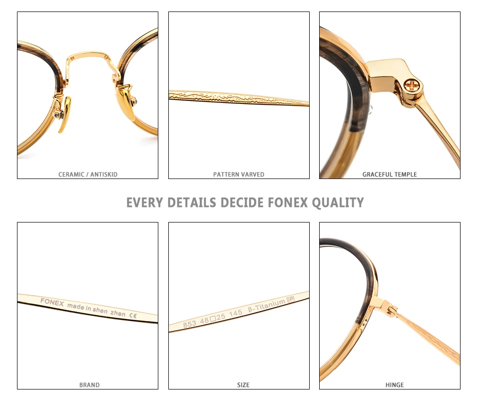 FONEX Pure B титановые оптические женские очки, винтажные круглые очки, оправа для мужчин, близорукость, очки по рецепту, корейские очки 853
