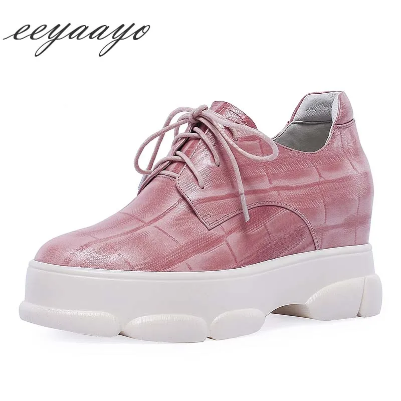 Женские весенние туфли лодочки из натуральной кожи на высокой танкетке со