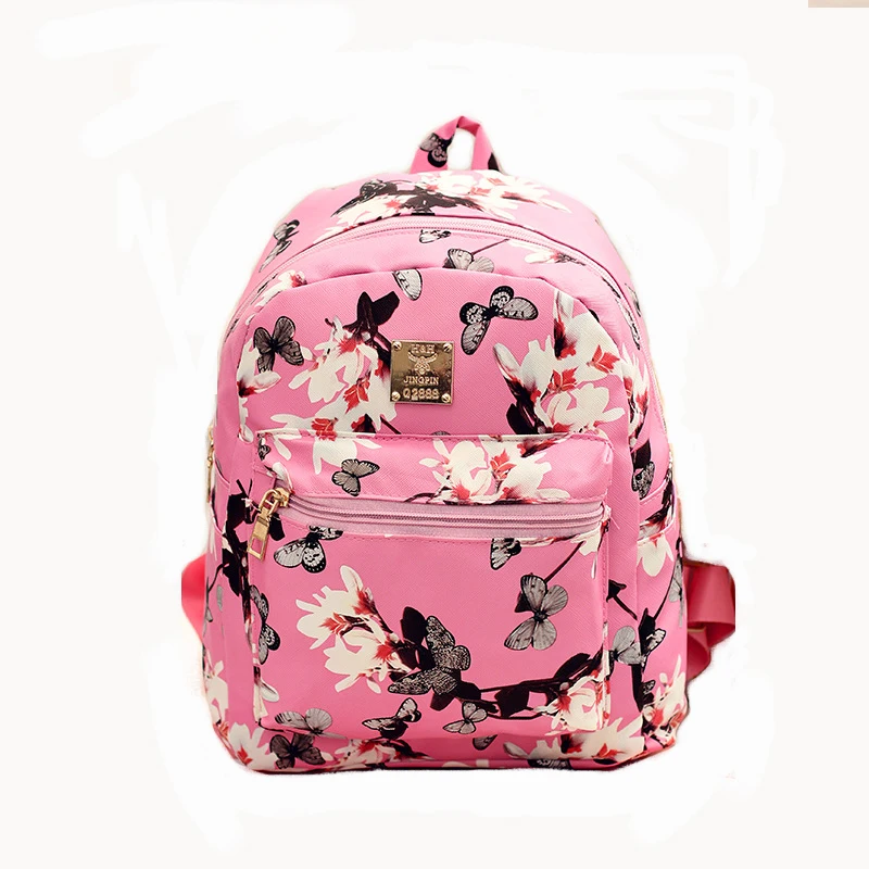 Мода 2017 г. Для женщин с цветочным принтом кожаный рюкзак Школьные сумки для