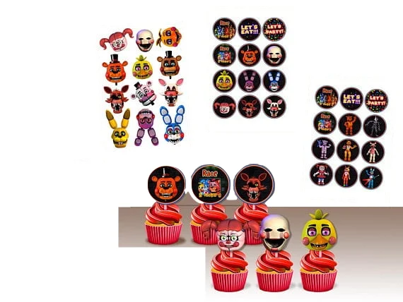 Mix Style 12pcs Все серии пять ночей у Фредди бумажный стаканчик, тарелка Fnaf вечерние принадлежности баннеры/Кекс Топпер/для праздников и вечеринок украшения - Цвет: Mix Style 12pcs