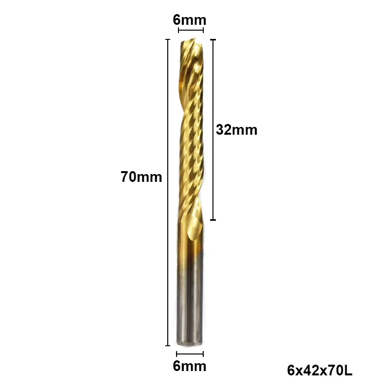 1pc 6x42x70mm XCAN 1 шт. 6 мм хвостовик Карбид спиральная Концевая фреза с титановым покрытием одна флейта фреза 1 Флейта ЧПУ гравировальная Концевая фреза - Длина режущей кромки: 1pc 6x42x70mm