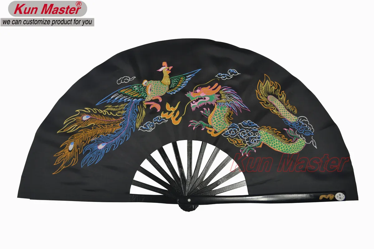 Бамбуковый боевой веер кунг-фу для тренировок по боевым наукам Wu Shu Fan Dragon And Phoenix
