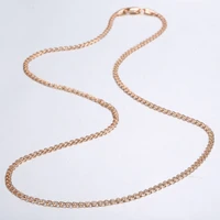 3mm thin necklace for women girls 585 rose gold color link chain necklace woman jewelry hot valentines gifts 50cm 60cm gn462