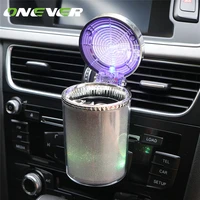 onever cylinder car cigarette ashtray for cup holder and car air vent smokeless with led light color changing and cover for cars