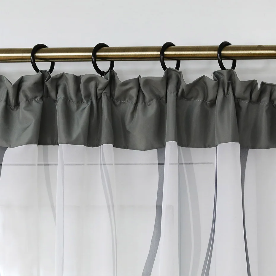 grey Pull Pleated Прозрачная вуаль, занавеска, тюль с петелькой для гостиной, занавеска в полоску, занавеска, прозрачная панель, занавески, серый, кофейный цвет - Цвет: grey Pull Pleated