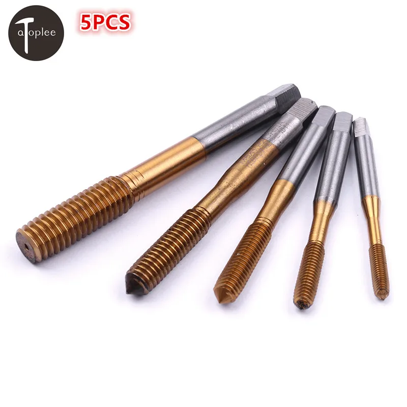 

5 шт., метчики для штранг-прессования M3,M4,M5,M6,M8, HSS с титановым покрытием, прямой спиральный рифленый кран с винтовой резьбой, ручной инструмен...