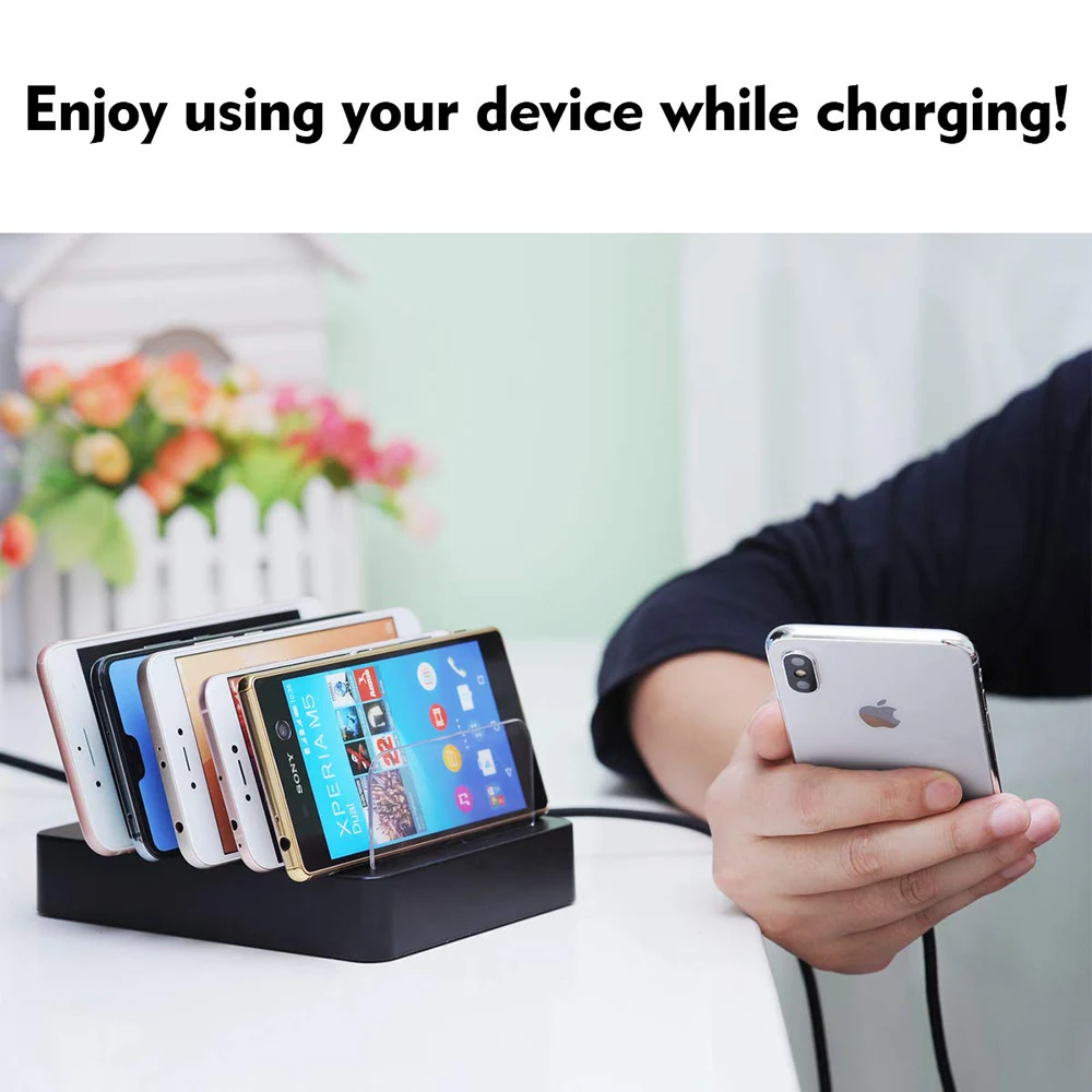 Быстрая зарядная станция для нескольких устройств с QC 3 0 6 портами USB док
