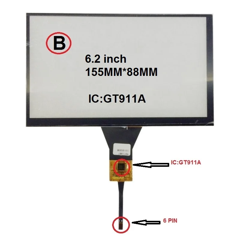 155*88 155*87 new 6.2 inch Capacitive touch screen for car dvd gps scree IC:GT911 GT911A | Компьютеры и офис